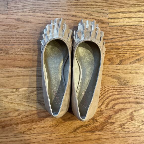 New Seychelles Anthropologie pointed toe flats gold metallic size 7.5 - Picture 6 of 10